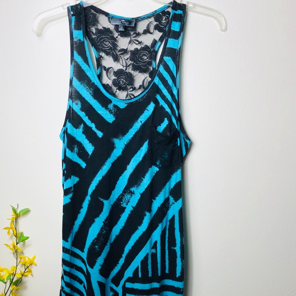 Iris Basic black/blue rose lace back front pocket